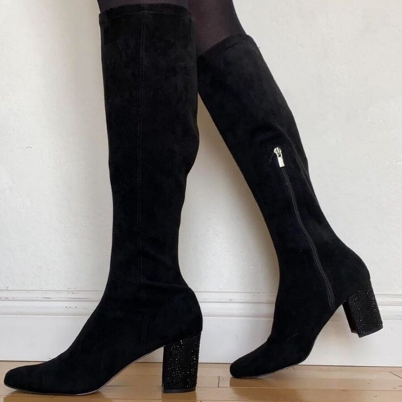 NWT Jewel Badley Mischka Womens Black Evalina Block Heel Boots 7 - Picture 2 of 6